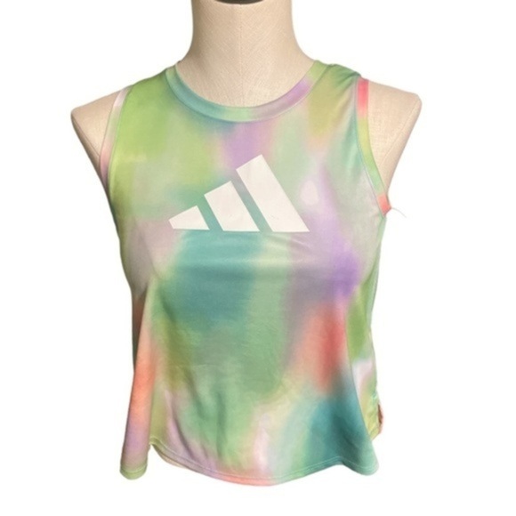 Adidas Tank Girl semi mint rush shirt Aeroready neon tie dye sleeveless NWT Sz M - Picture 1 of 10